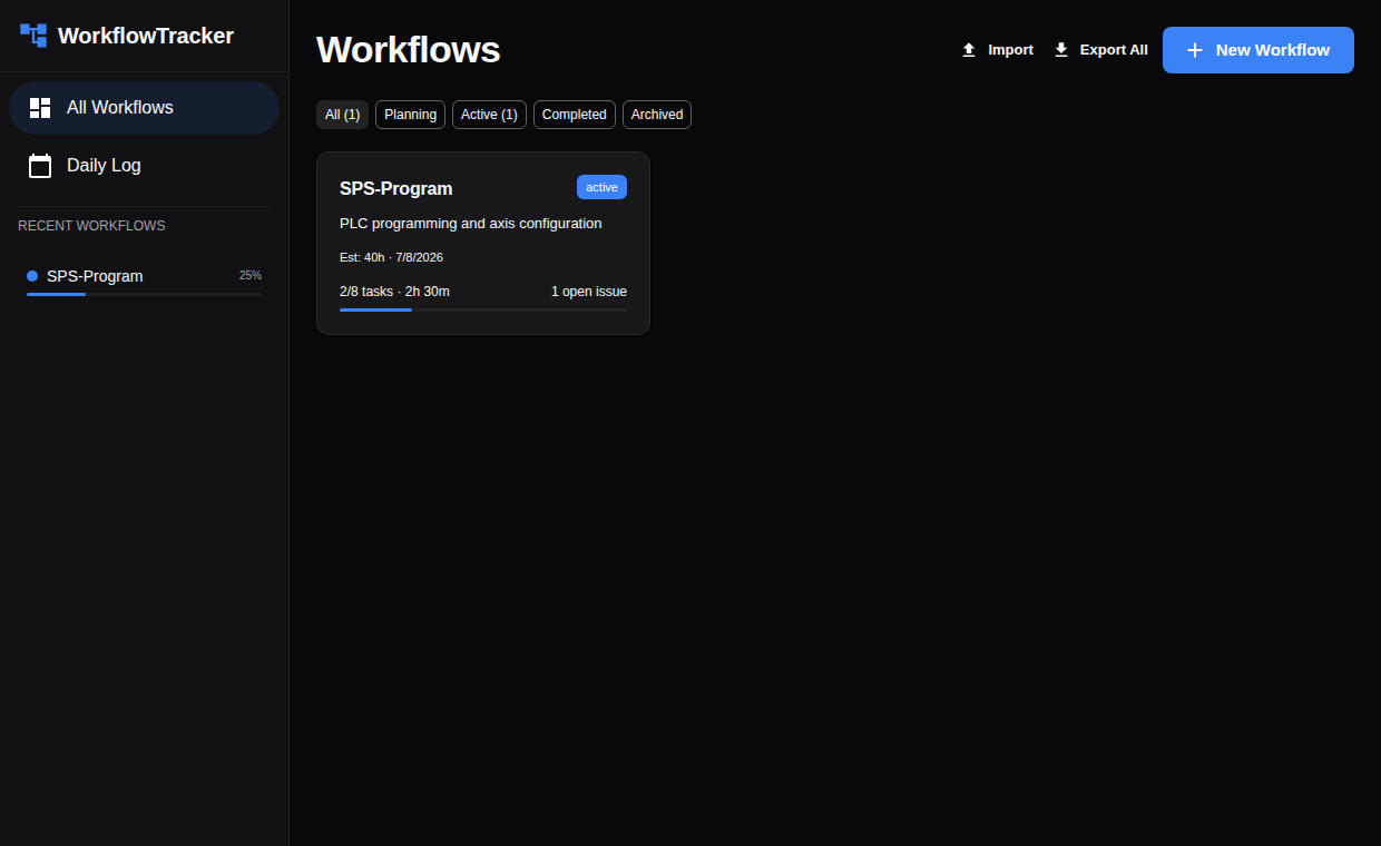 Workflow Tracker — app preview